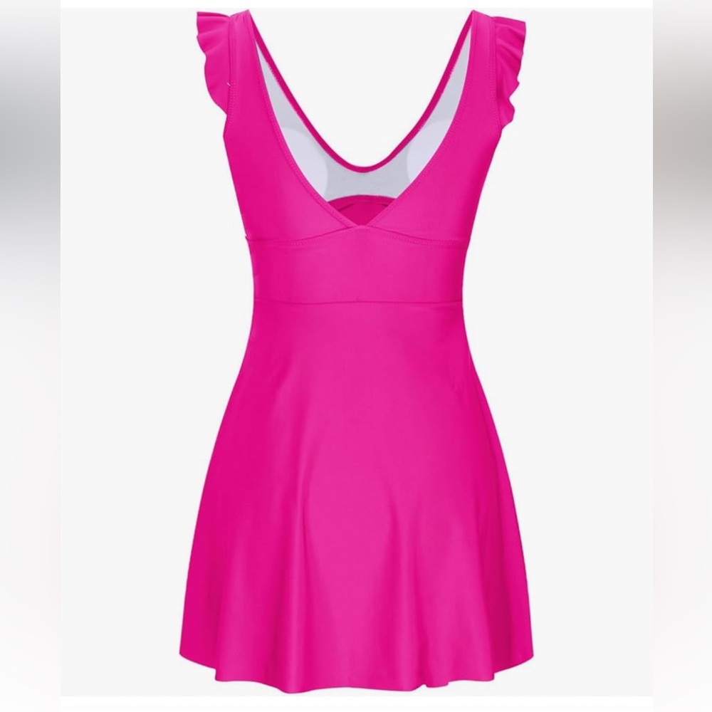 Womens V Neck One Piece Swimsuit Tummy Control Wrap Push Up Swimdress - Picture 3 of 9